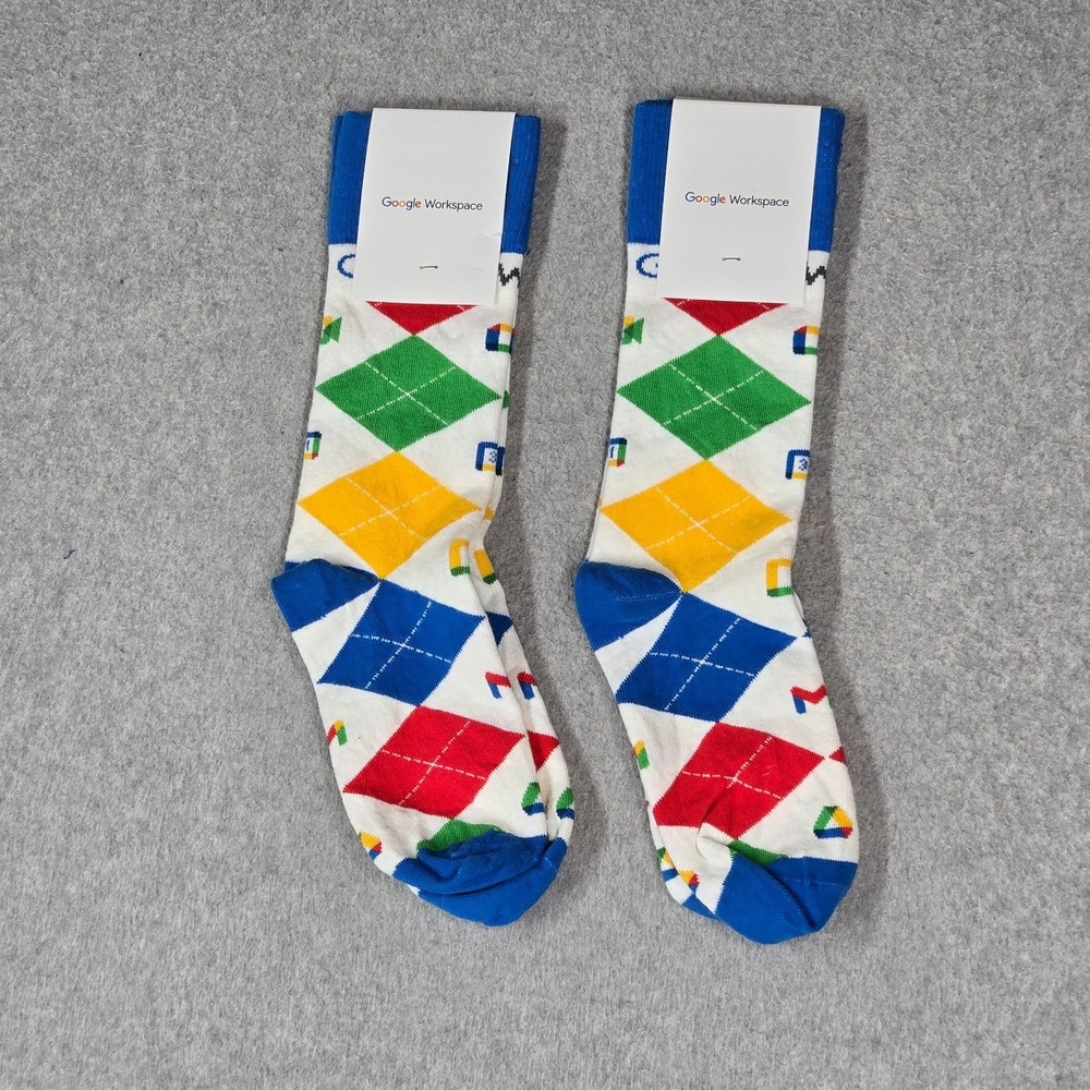 Sock Club Men Socks OS Blue Google Geometric Diamond 2 Pairs NWT